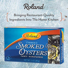 Load image into Gallery viewer, Roland Foods Premium Smoked Petite Oysters in Oil, Wild Caught, 3 Oz Tin (pack of 10)