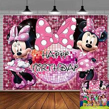 Load image into Gallery viewer, Minnie Mouse Backdrop Party Supplies Photography Backdrop Mickey 1st 2nd 3rd Birthday Background Princess Girls Hot Pink Decoration for Kids Banner Photo Studio Props 7x5Ft