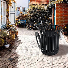 Load image into Gallery viewer, Outdoor Metal Slatted Trash Receptacle,Waste Receptacle,Commercial Trash Cans,Zone Round Garbage Bin,Square Hotel Street Patio Indoor Metal Standard Waste Receptacle