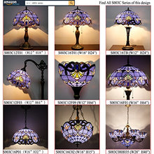 Load image into Gallery viewer, Tiffany Lamp W12H18 Inch Blue Purple Baroque Style Stained Glass Lavender Lampshade Lighting Antique Base for Living Room Bedroom Bedside Desk Table Lamp S003C WERFACTORY
