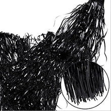 Load image into Gallery viewer, Fecedy 2pcs 3ft x 8.3ft Black Metallic Tinsel Foil Fringe Curtains Photo Booth Props for Birthday Wedding Engagement Bridal Shower Baby Shower Bachelorette Holiday Celebration Party Decorations