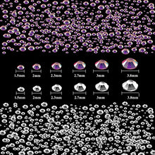 Load image into Gallery viewer, Elcoho 6 Sizes Crystals AB Nail Art Rhinestones and Clear Crystal Rhinestones with Pick Up Tweezer and Rhinestone Picker Dotting Pen, 1500 Pieces