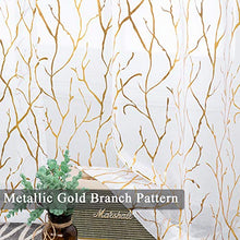 Load image into Gallery viewer, Gold White Sheer Curtains 84-Inch Length - Metallic Gold Foil Tree Branch Printed Sheer Curtains with Rod Pocket Window Curtain 2 Panels for Living Room, 52 x 84 Inch, 1 Pair, White Gold, by FINECITY