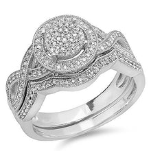 Load image into Gallery viewer, Dazzlingrock Collection 0.50 Carat (ctw) Sterling Silver White Diamond Womens Engagement Ring Set 1/2 CT, Size 6