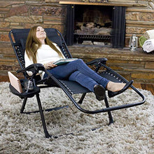 Load image into Gallery viewer, Zero Gravity Chair Oversized,420 lbs Weight Capacity Patio Lounge Chair, Folding Beach Chair Recliner 31.5 inch Extra Wide Yard Chair with Cup Holder (Black)