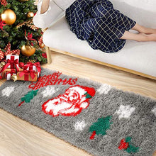 Load image into Gallery viewer, Foxmas Soft Christmas Rug Santa Claus Area Rug Gift for Holiday Décor Fluffy Plush Shaggy Doormat Anti-Skip Carpets for Indoor Garden Kitchen Bedroom Entrance Front Door, 2ft x 6ft, Grey