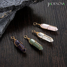 Load image into Gallery viewer, JADENOVA Full Wire Wrapped Energy Healing Crystal Gemstone Pendant Necklace 18" Stainless Steel Chain(Natural Aventurine)
