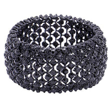 Load image into Gallery viewer, Tennis Rhinestone Stretch Bracelets Adjustable Jewelry Party For Woman Bangle (Jet Black)