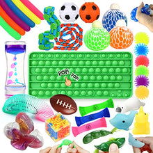 Load image into Gallery viewer, OleOletOy Bundle - 32 Fidget Toys Set with 1 Pop Push It Fidget Toy Bubble Keyboard, Its Jumbo Silicone Popper, Stress Balls for Kids, Teens, Adults, Stretchy Sensory Tool for ADHD, Autism, Anxiety