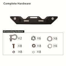Load image into Gallery viewer, ECOTRIC Front Bumper Compatible with 2007-2022 Jeep Wrangler JK/JKU JL/JLU Gladiator JT Front Bumper Rock Crawler Winch Plate W/Winch Plate & 2 18W LED Lights D-rings