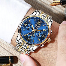 Load image into Gallery viewer, Automatic Watches for Men Self Winding Two Tone Stainless Steel Mechanical Fashion Watches Moon Phase Tourbillon Luminous Skeleton Waterproof Mens Watch with Date