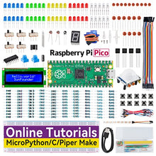 Load image into Gallery viewer, SunFounder Raspberry Pi Pico Starter Kit with 40 Projects Online Tutorials, MicroPython C Piper Make Code, One-Stop Learning Electronics and Programming for Raspberry Pi Arduino Beginners & Experts