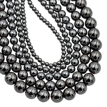 Load image into Gallery viewer, AD Beads Smooth Natural Gemstone Round Loose Beads 15" 4mm 6mm 8mm 10mm (8mm, Black Hematite)