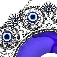 Load image into Gallery viewer, Erbulus Turkish X-Large Glass Blue Evil Eye Wall Hanging Ornament with Round Eye Design - Metal Home Decor - Turkish Nazar Bead Amulet - Protection and Good Luck Charm Gift (Blue)