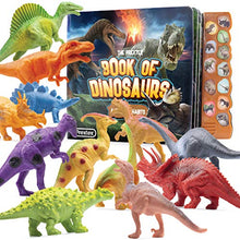 Load image into Gallery viewer, Pack of 12 Toy Dinosaurs Figures With Interactive Dinosaur Sound Book - Realistic Looking Dino Toys for Boys and Girls 3 Years Old & Up
