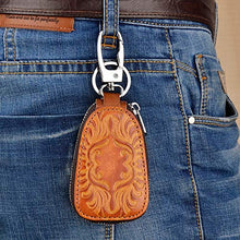Load image into Gallery viewer, WU Men Women Genuine Leather Car Key Holders Housekeeper for Men Retro Multifunctional Home Keychain Case Female Key Wallet