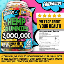 Load image into Gallery viewer, Hemp Gummies - 2 000 000, 60 Sweets - Stress, Insomnia & Anxiety Relief - Made in USA - Tasty & Relaxing Herbal Gummies - Premium Extract - Mood & Immune Support - Omega 3-6-9 Complex