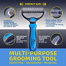 Load image into Gallery viewer, Pet Grooming Tool - 2 Sided Undercoat Rake for Cats & Dogs - Safe Dematting Comb for Easy Mats & Tangles Removing - No More Nasty Shedding and Flying Hair