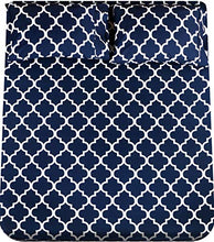 Load image into Gallery viewer, Utopia Bedding Printed Bed Sheet Set - 1 Fitted Sheet, 1 Flat Sheet and 2 Pillowcases - Soft Brushed Microfiber Fabric - Shrinkage and Fade Resistant (Queen, Navy Quatrefoil with White Pattern)