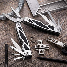 Load image into Gallery viewer, Tactical Knife - Serrated Blade Survival Knifes for Men - Fixed Blade Hunting Camping Hiking Knofe -Bundle with-Multitool 12in1 with Survival E-Book - Multitools with Pliers Knife Awl Saw Screwdriver