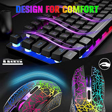 Load image into Gallery viewer, Wireless Gaming Keyboard Mouse and Wired Headphone with Ergonomic 87 Key Rainbow Backlight Rechargeable 3800mAh Battery Mechanical Feel Anti-ghosting Mouse pad for PC Laptop Gamer Typist(Black RGB)