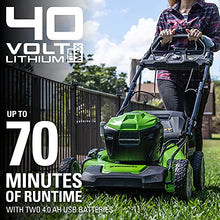 Load image into Gallery viewer, Greenworks 40V 21" Brushless (Smart Pace) Self-Propelled Lawn Mower, 2 x 4Ah USB (Power Bank) Batteries and Charger Included MO40L4413
