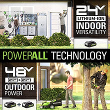 Load image into Gallery viewer, Greenworks 48V 14" Brushless Cordless Lawn Mower, (2) 4.0Ah USB Batteries (USB Hub) and Dual Port Rapid Charger Included (2 x 24V)