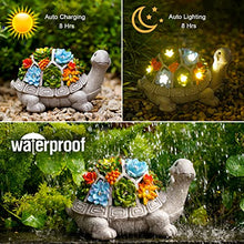 Load image into Gallery viewer, Nacome Solar Garden Statue Turtle Figurine with Succulent and 7 LED Lights - Outdoor Lawn Decor Garden Tortoise Statue for Patio, Balcony, Yard, Lawn Ornament - Unique Housewarming(Turtle)