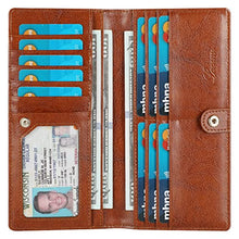 Load image into Gallery viewer, Lavemi RFID Blocking Ultra Slim Real Leather Credit Card Holder Clutch Wallets for Women with Snap Closure(2-Waxed Brown)