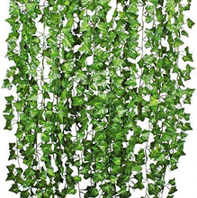Load image into Gallery viewer, DearHouse 84 Feet 12 Strands Artificial Ivy Leaf Plants Vine Hanging Garland Fake Foliage Flowers Home Kitchen Garden Office Wedding Wall Decor, Green