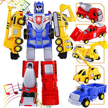 Load image into Gallery viewer, SNAEN Toys for 3 4 5 6 7 Year Old Boys - Construction Vehicles Transform Robot Kids Toys, STEM Building Toddler Toys for Kids Ages 4-8 w/ Pull-Back Toys, 5-in-1 Trucks Gifts for Boys Girls