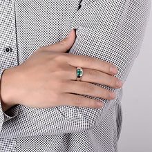 Load image into Gallery viewer, Lanmi Men's 14K/18K Yellow White Gold Natural Emerald Ring Sapphire Tanzanite Engagement Wedding Band with Diamonds for Man Father's Day