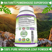 Load image into Gallery viewer, Moringa Oleifera 180 Capsules – 100% Pure Leaf Powder - Max 1000mg Per Serving - Complete Green Superfood Supplement - Full 3 Month Supply - Pure Miracle Tree Moringa Super Greens Powder Vegan Caps