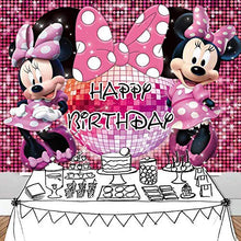 Load image into Gallery viewer, Minnie Mouse Backdrop Party Supplies Photography Backdrop Mickey 1st 2nd 3rd Birthday Background Princess Girls Hot Pink Decoration for Kids Banner Photo Studio Props 7x5Ft