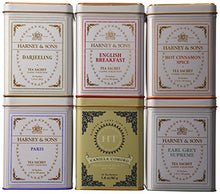 Load image into Gallery viewer, Harney & Sons Tea Tins Variety Pack - Hot Cinnamon Spice, English Breakfast, Paris, Vanilla Comoro, Earl Grey Supreme, Darjeeling