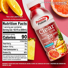 Load image into Gallery viewer, Premier Protein Clear Drink, Tropical Punch, 20g Protein, 0g Sugar, 1g Carb, 90 calories, Keto Friendly, Gluten Free, No Soy Ingredients 16.9 fl oz, 12 Pack