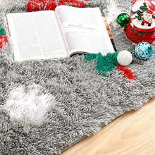 Load image into Gallery viewer, Foxmas Soft Christmas Rug Santa Claus Area Rug Gift for Holiday Décor Fluffy Plush Shaggy Doormat Anti-Skip Carpets for Indoor Garden Kitchen Bedroom Entrance Front Door, 2ft x 6ft, Grey