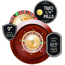 Load image into Gallery viewer, Brybelly Deluxe Wooden Roulette Wheel Set,18" Red/Brown Mahogany with Double-Zero Layout, Casino Grade Precision Bearings, Aircraft Aluminum Dish,Chrome-Plated Brass Turret Casino Game Night Essential (GROU-002)
