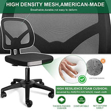 Load image into Gallery viewer, KOLLIEE Armless Mesh Office Chair Ergonomic Comfortable Armless Desk Chair Small Black Adjustable Computer Chair No Armrest Mid Back Swivel Task Chair for Small Spaces