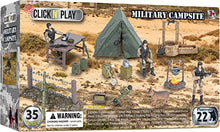 Load image into Gallery viewer, Click N' Play Military Campsite 35 Piece Play Set with Accessories.