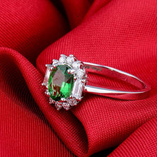 Load image into Gallery viewer, Jewelry Sets Women's Natural Green Emerald Diamond Solid 14K White Gold Ring