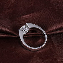 Load image into Gallery viewer, DovEggs Platinum Plated Silver 3ct 9mm G-H-I Color Heart Arrows Cut Moissanite Engagement Ring for Men and Women(8.5)