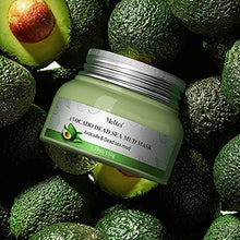 Load image into Gallery viewer, Organic Avocado Clay Mask Meliza Dead Sea Mud Mask Natural Green Tea Healing Clay Facial Mask Nourishing Hydration Antioxidant Deep Cleansing Mud Mask with Mask Brush for Acne Blackheads Pores