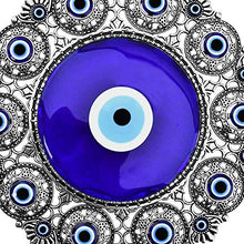 Load image into Gallery viewer, Erbulus Turkish X-Large Glass Blue Evil Eye Wall Hanging Ornament with Round Eye Design - Metal Home Decor - Turkish Nazar Bead Amulet - Protection and Good Luck Charm Gift (Blue)