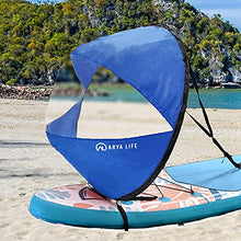 Load image into Gallery viewer, Arya Life 42 inches Downwind Wind Sail Kit Kayak Wind Sail Kayak Paddle Board Accessories, Easy Setup & Deploys Quickly, Compact & Portable, Royal Blue
