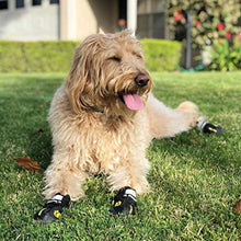 Load image into Gallery viewer, QUMY Dog Boots Waterproof Shoes for Large Dogs with Reflective Straps Rugged Anti-Slip Sole Black 4PCS / Set (Size 7: 2.8''x3.2(W*L) for 63-75 lbs, Black)