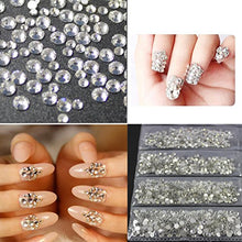 Load image into Gallery viewer, 4574pcs Nail Art Rhinestones Clear Nail Crystal Flat Back Circular Glass Studs Stones for 3D Nails Art Decorations Manicure Tools(1.3mm - 4.8mm) (Crystal Clear)
