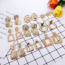 Load image into Gallery viewer, BESTEEL 9 Pairs Gold Statement Drop Earrings for Women Geometric Dangle Earrings Large Metal Rectangle Earrings Set