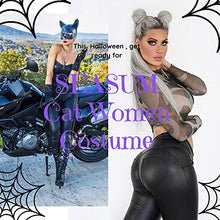 Load image into Gallery viewer, SEASUM Women's Faux Leather Leggings Pants PU Elastic Shaping Hip Push Up Black Sexy Stretchy High Waisted Tights M