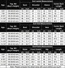 Load image into Gallery viewer, Boyoo Boy's 4 Pieces Formal Suit Set Slim Fit Blazers Outfit with Jacket, Vest, Dress Pants and Tie for Kids Size 5-14 Years Black